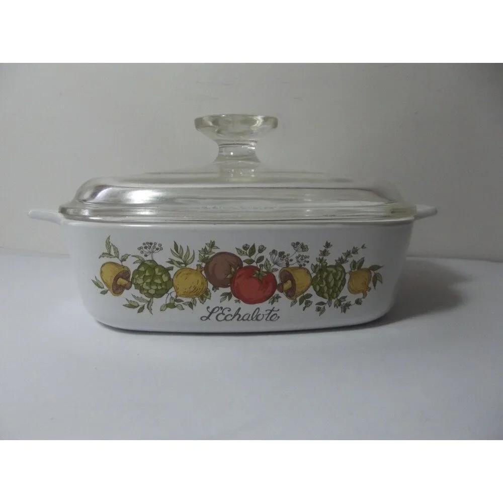 Corning Ware 1 Quart Spice Of Life L’Echalote A-1-B Casserole Dish Pyrex Lid A7C